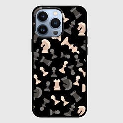 Чехол iPhone 13 Pro Белые и черные шахматные фигуры