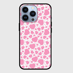 Чехол для iPhone 13 Pro Розовые Сердечки LOVE, цвет: 3D-черный