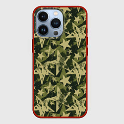 Чехол для iPhone 13 Pro Star camouflage, цвет: 3D-красный