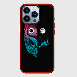 Чехол для iPhone 13 Pro Ночная сова Градиент, цвет: 3D-красный