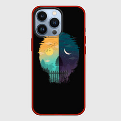 Чехол для iPhone 13 Pro Смена дня и ночи Череп, цвет: 3D-красный