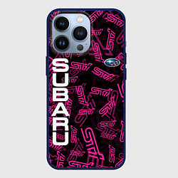 Чехол для iPhone 13 Pro SUBARU STI PATTERN, цвет: 3D-тёмно-синий