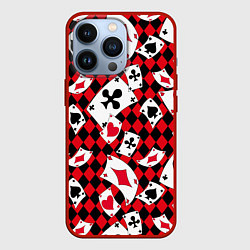 Чехол для iPhone 13 Pro Карты масти, цвет: 3D-красный