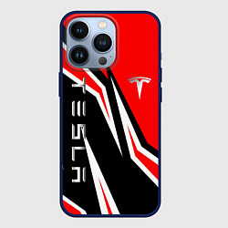 Чехол для iPhone 13 Pro ТЕСЛА - КРАСНЫЙ СПОРТИВНЫЙ, цвет: 3D-тёмно-синий