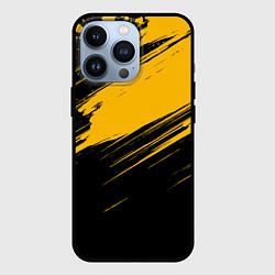 Чехол iPhone 13 Pro Black and yellow grunge