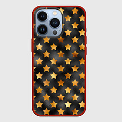 Чехол iPhone 13 Pro Золотые звезды на черном