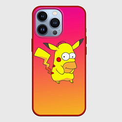 Чехол для iPhone 13 Pro Гомер Симпсон Пикачу, цвет: 3D-красный