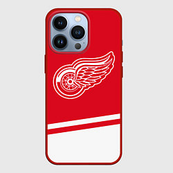 Чехол для iPhone 13 Pro Detroit Red Wings, Детройт Ред Уингз Диагональные, цвет: 3D-красный
