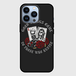 Чехол iPhone 13 Pro Карты, Розы, Кастет gangsters