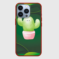 Чехол iPhone 13 Pro Зеленый милый кактус