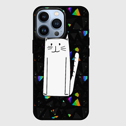Чехол для iPhone 13 Pro Белый длинный кот, цвет: 3D-черный