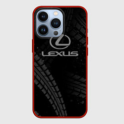 Чехол для iPhone 13 Pro Lexus следы шин, цвет: 3D-красный
