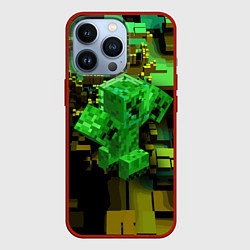 Чехол для iPhone 13 Pro Minecraft Creeper Mob, цвет: 3D-красный