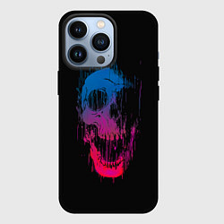 Чехол для iPhone 13 Pro Череп Неоновый градиент, цвет: 3D-черный