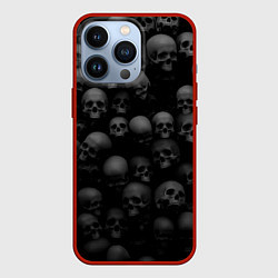 Чехол iPhone 13 Pro Черепа на черном фоне паттерн