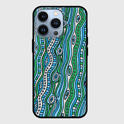 Чехол iPhone 13 Pro Разноцветная абстракция в стиле дудл Волны, линии,
