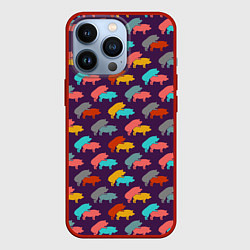 Чехол для iPhone 13 Pro Свиньи 18, цвет: 3D-красный