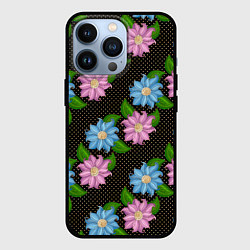 Чехол для iPhone 13 Pro FLOWERS BLACK, цвет: 3D-черный