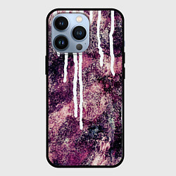 Чехол iPhone 13 Pro Абстракция Гранж Потеки краски Бордовый и белый