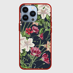 Чехол iPhone 13 Pro Цветы Розовые