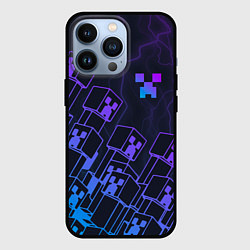 Чехол iPhone 13 Pro Minecraft CREEPER NEON