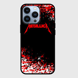 Чехол iPhone 13 Pro Metallica текстура белая красная