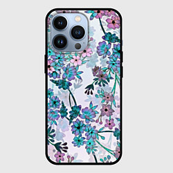 Чехол для iPhone 13 Pro Яркие красочные цветы, цвет: 3D-черный