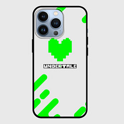 Чехол для iPhone 13 Pro Undertale сердце зелёное, цвет: 3D-черный