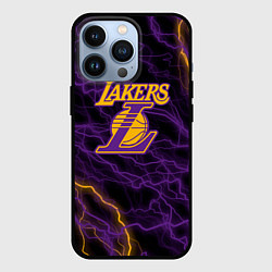 Чехол для iPhone 13 Pro Лейкерс Lakers яркие молнии, цвет: 3D-черный