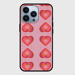 Чехол для iPhone 13 Pro Сердечки перевернутые, цвет: 3D-черный