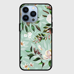 Чехол для iPhone 13 Pro Цветы Мятный Сад, цвет: 3D-черный