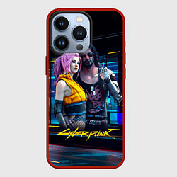 Чехол для iPhone 13 Pro Johnny и Vi Girl Cyberpunk2077, цвет: 3D-красный