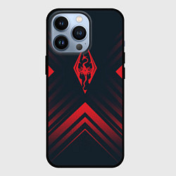 Чехол iPhone 13 Pro Красный Символ Skyrim на темном фоне со стрелками