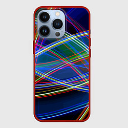 Чехол для iPhone 13 Pro Разноцветные неоновые линии Абстракция Multicolore, цвет: 3D-красный