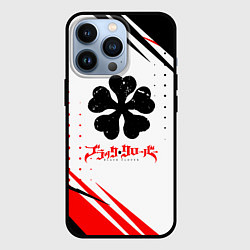 Чехол iPhone 13 Pro Чёрный клевер черная красная текстура
