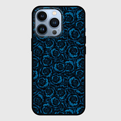Чехол для iPhone 13 Pro Синие розы-цветочный узор, цвет: 3D-черный