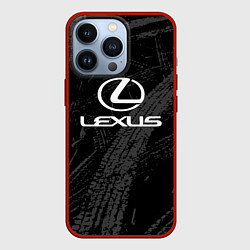 Чехол для iPhone 13 Pro Lexus - следы шин, цвет: 3D-красный