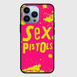 Чехол для iPhone 13 Pro Sex Pistols Yellow Logo, цвет: 3D-черный