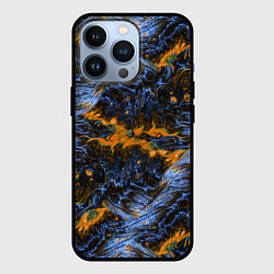 Чехол для iPhone 13 Pro Оранжево-Синяя Вулканическая Лава, цвет: 3D-черный