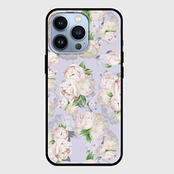 Чехол для iPhone 13 Pro Цветы Белые Яркие Пионы, цвет: 3D-черный