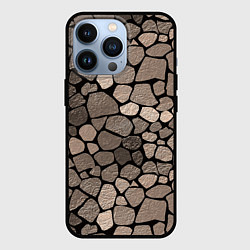 Чехол iPhone 13 Pro Черно-коричневая текстура камня