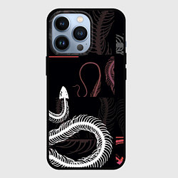 Чехол iPhone 13 Pro Скелет змеи Snake skeleton