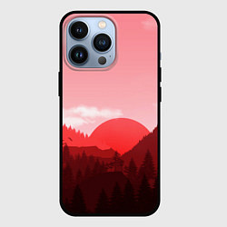 Чехол для iPhone 13 Pro Закат в горах в розовых тонах, цвет: 3D-черный