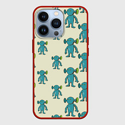 Чехол для iPhone 13 Pro Милые зеленые человечки, цвет: 3D-красный