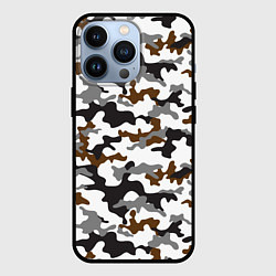 Чехол для iPhone 13 Pro Камуфляж Чёрно-Белый Camouflage Black-White, цвет: 3D-черный
