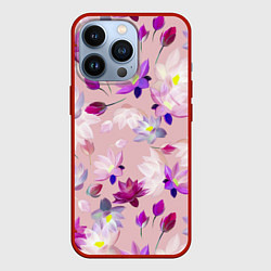 Чехол для iPhone 13 Pro Цветы Разноцветные Лотосы, цвет: 3D-красный
