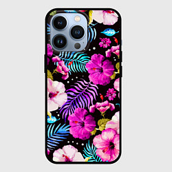 Чехол для iPhone 13 Pro Floral pattern Summer night Fashion trend, цвет: 3D-черный