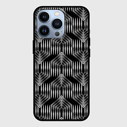 Чехол iPhone 13 Pro Геометрический узор арт-деко черно-белый