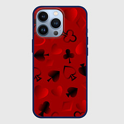 Чехол iPhone 13 Pro Карты карточные масти на красном фоне
