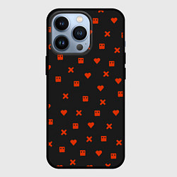 Чехол iPhone 13 Pro Love Death and Robots red pattern